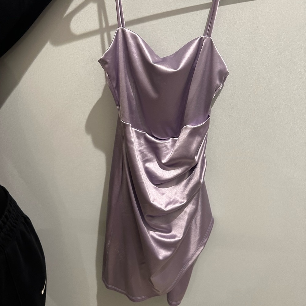 windsor satin ruched mini dress